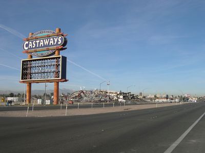 The Castaways roadside marquee still standing beside the flattened, cleared property in 2006